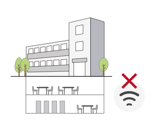 通信ネットワークがない地下施設やデータセンターでも設置できるイメージ
