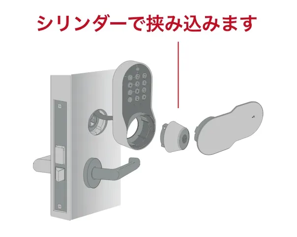 シリンダーで挟み込みます